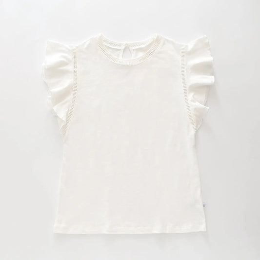 Ivory Ruffle Short Sleeve Top Ollies Place