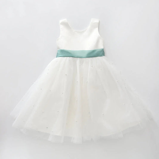 Ivory and Sage Pearl Girls Dress Ollies Place