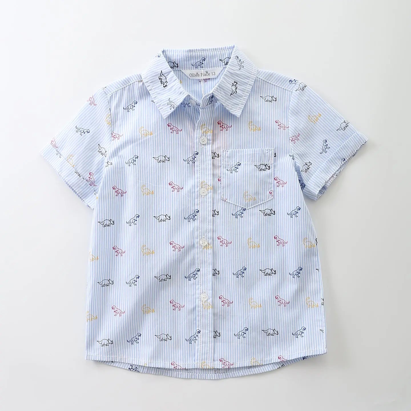 Junior Boys Dinosaur Print 100% Cotton Shirt Ollies Place