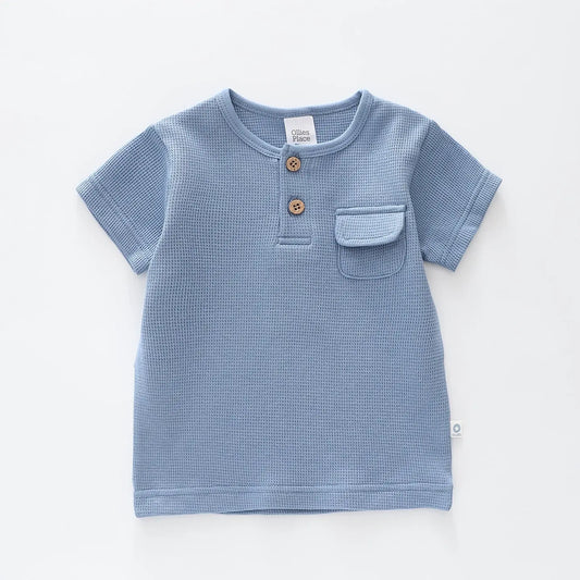 Kids Blue Henley T-shirt Ollies Place