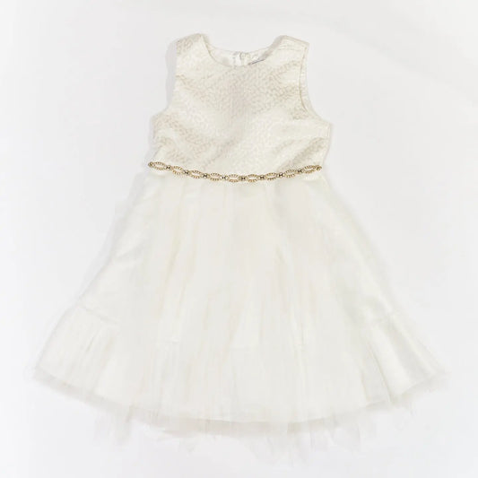 Kids Girl Ivory Jacquard Tulle Formal Dress Ollies Place