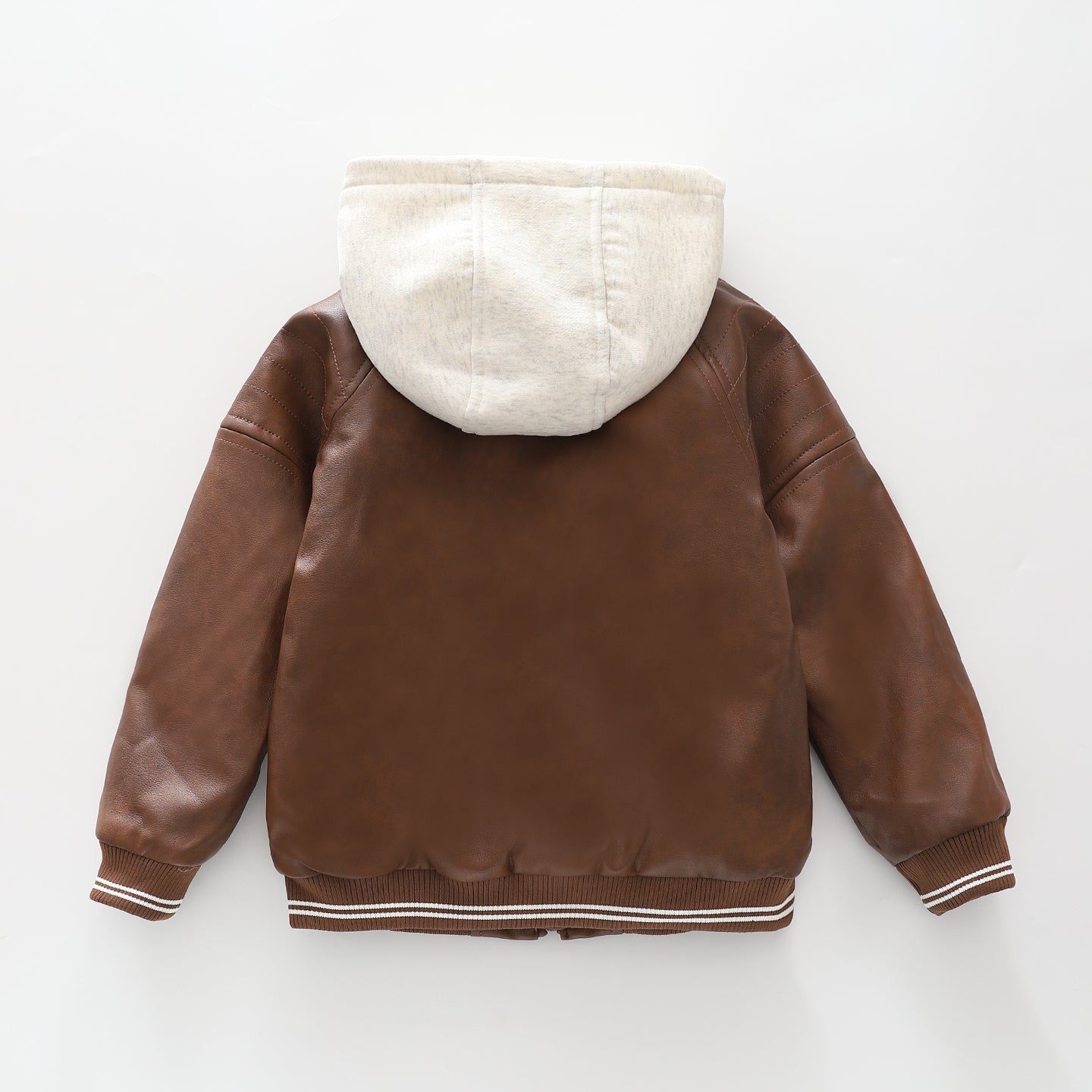 Pleather Hooded Bomber Jacket