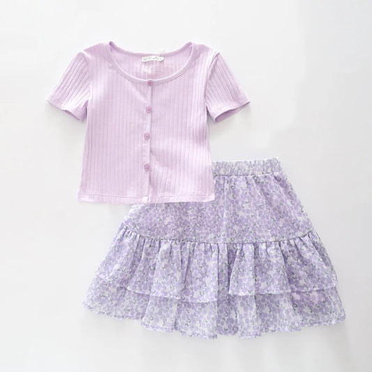 Lavender Fields Top and Skirt Set Ollies Place