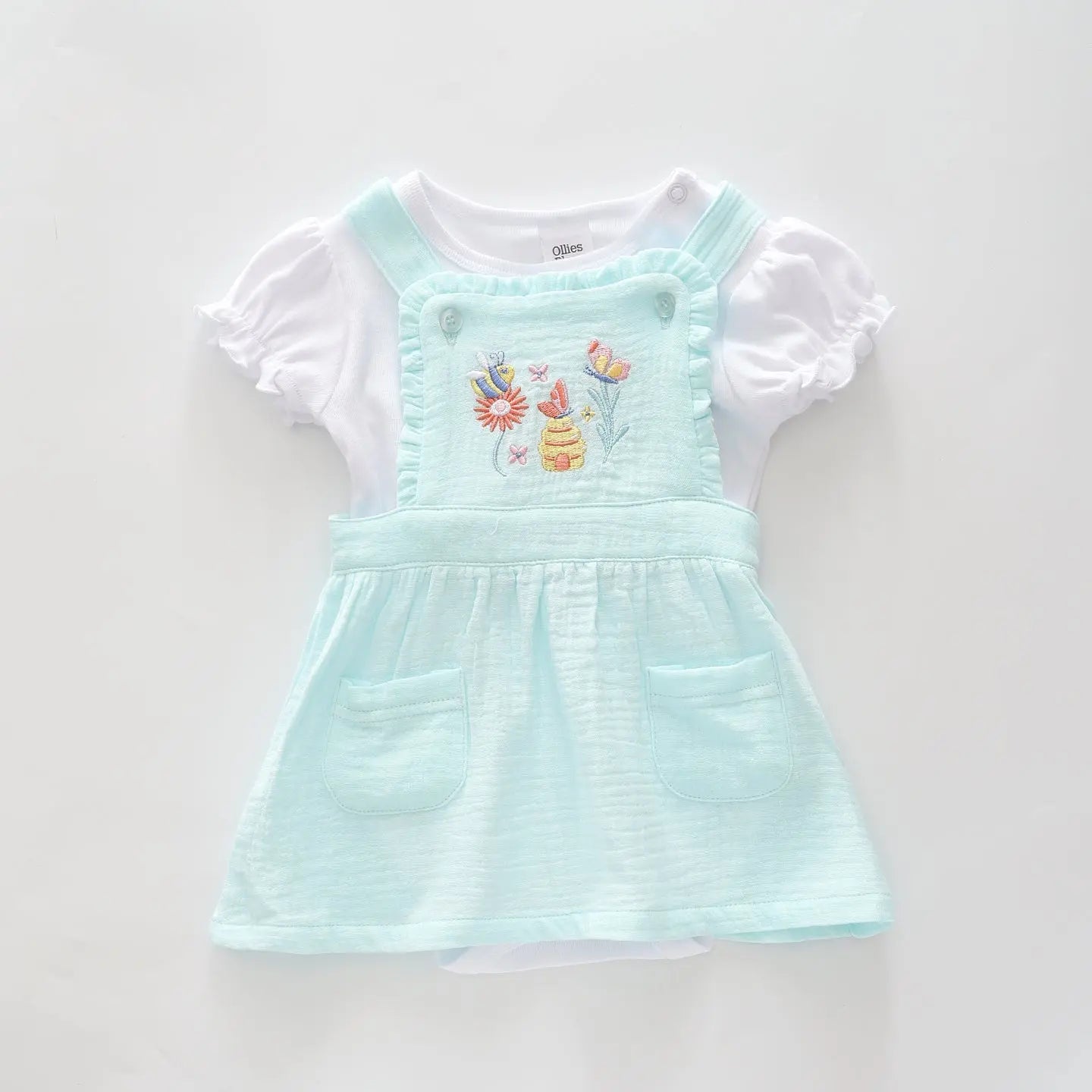 Mint Cheesecloth Pinafore Set Ollies Place