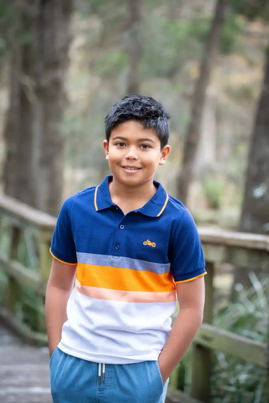 Motorbike Stripe Polo T-shirt Ollies Place