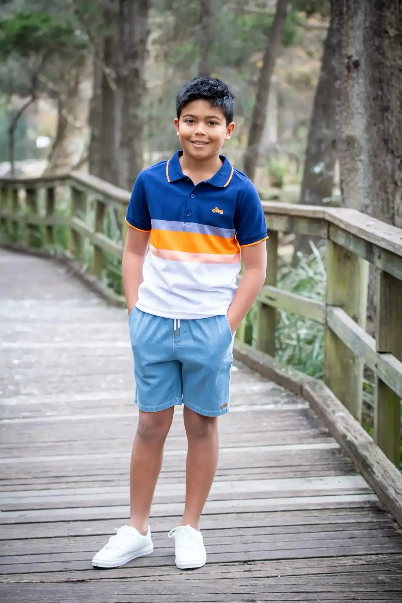 Motorbike Stripe Polo T-shirt Ollies Place