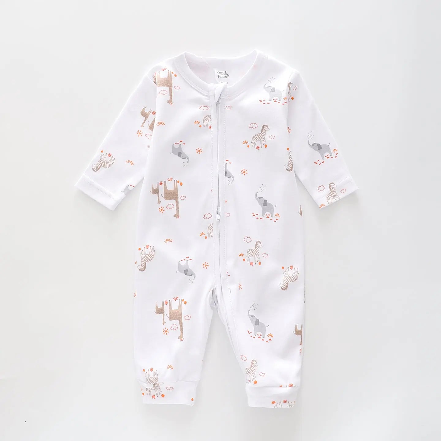 New-born Baby Safari Zip-Up Romper Ollies Place