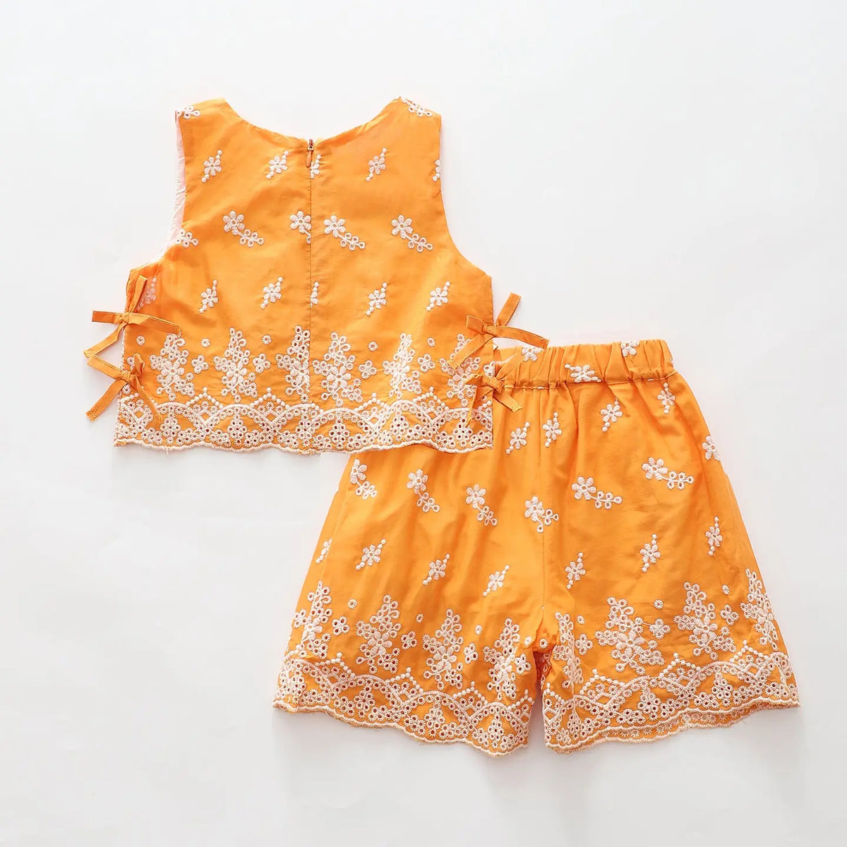 Orange Eyelet Top and Shorts Set Ollies Place