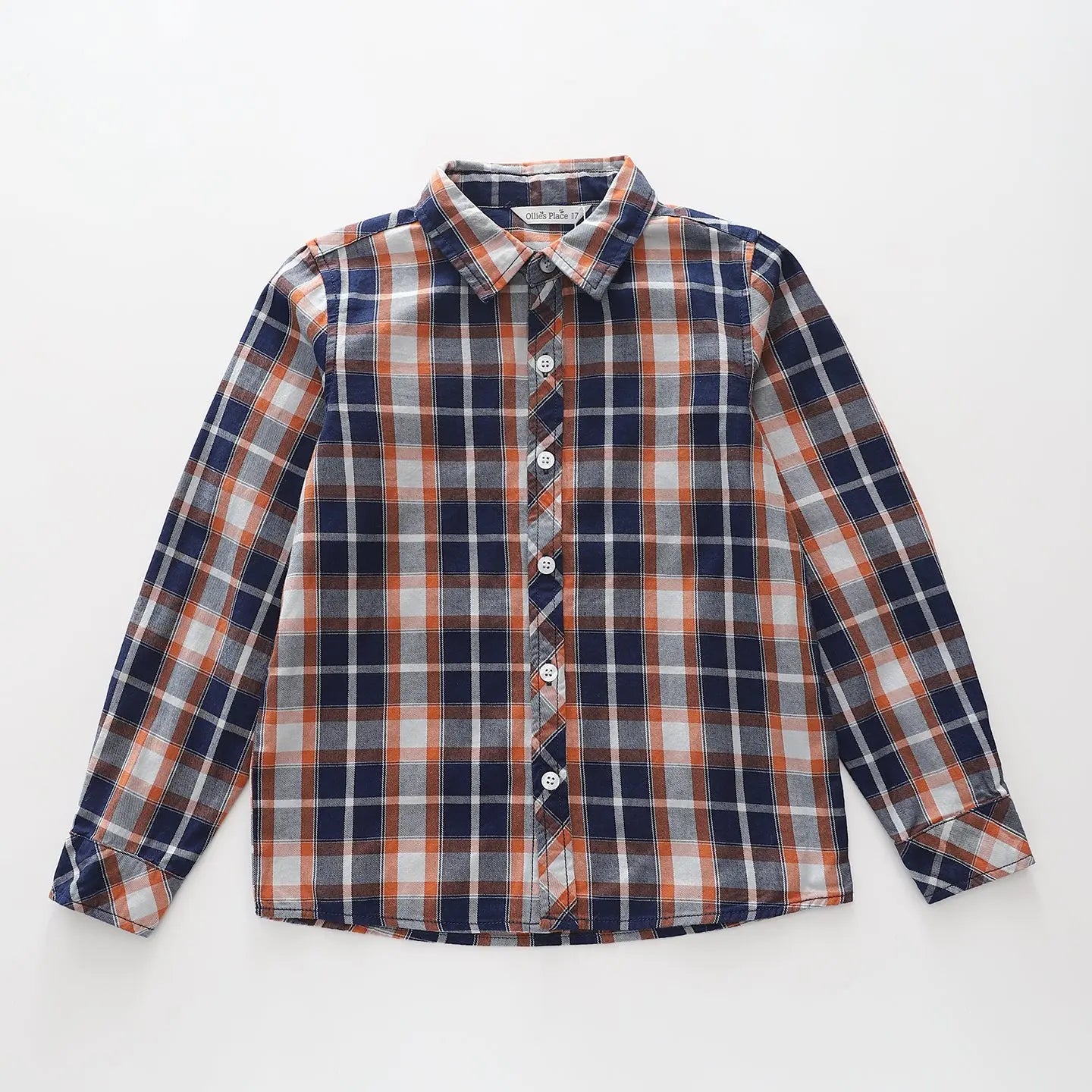 Orange and Navy Blue Check Shirt Ollies Place