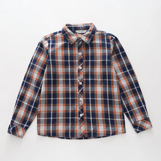Orange and Navy Blue Check Shirt Ollies Place