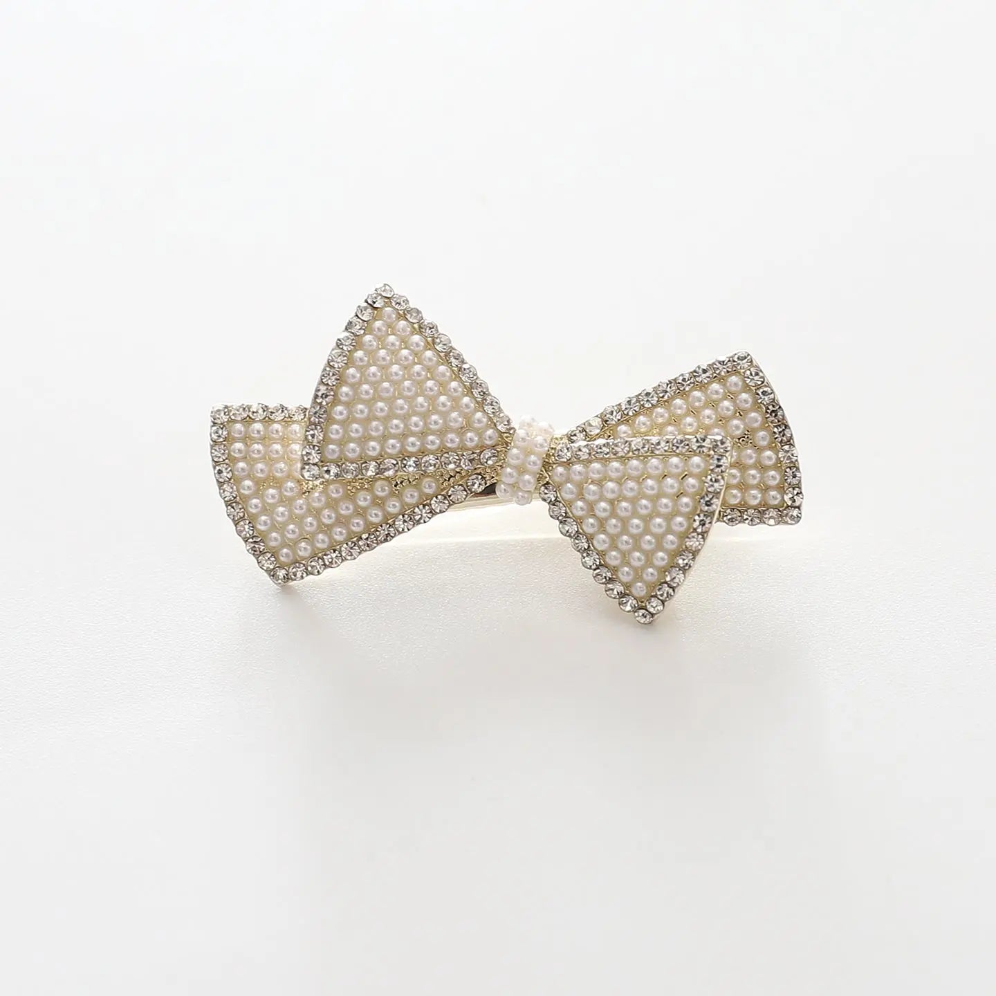 Pearl and Crystal Bow Hair Clip Ollies Place