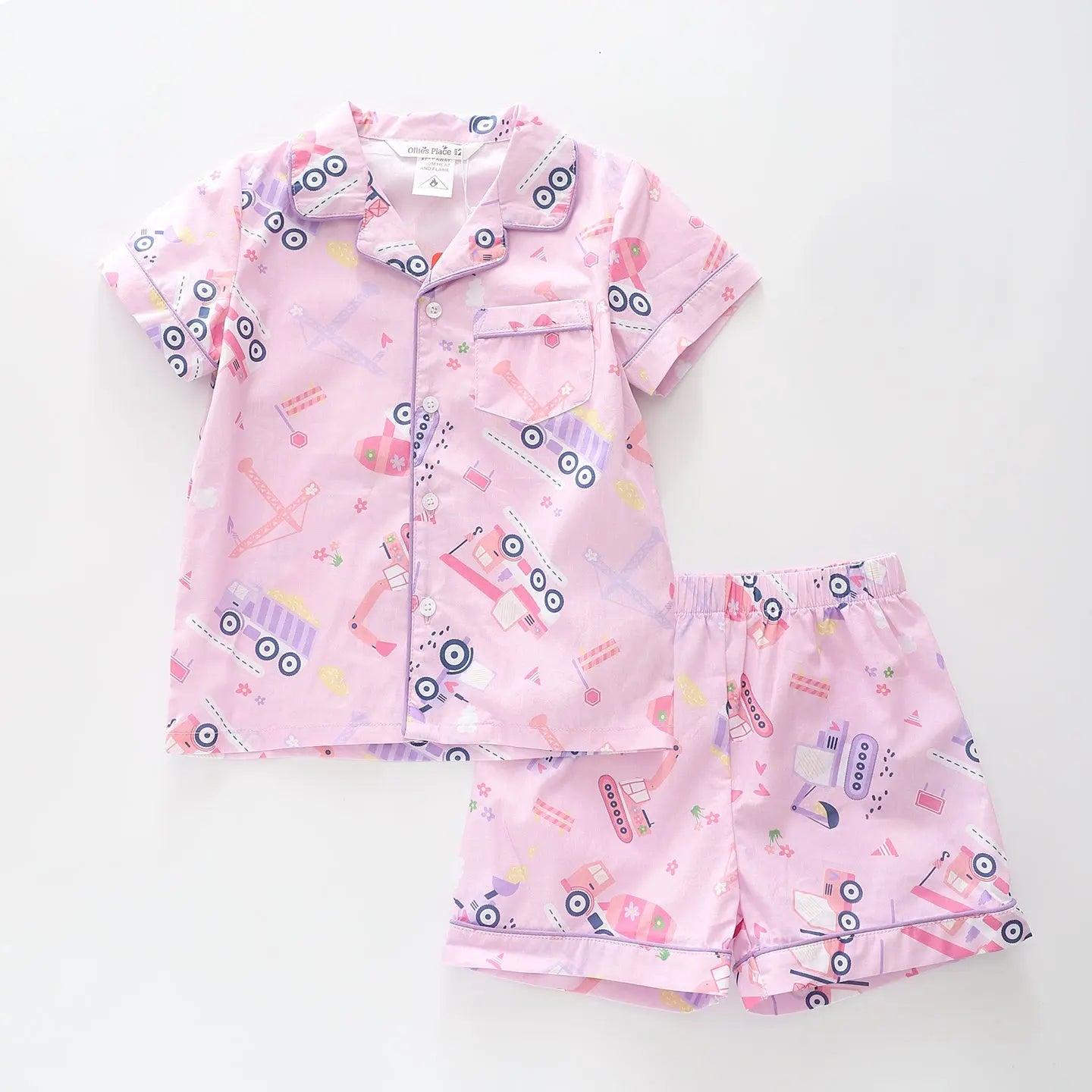 Pink Construction PJs Set Ollies Place