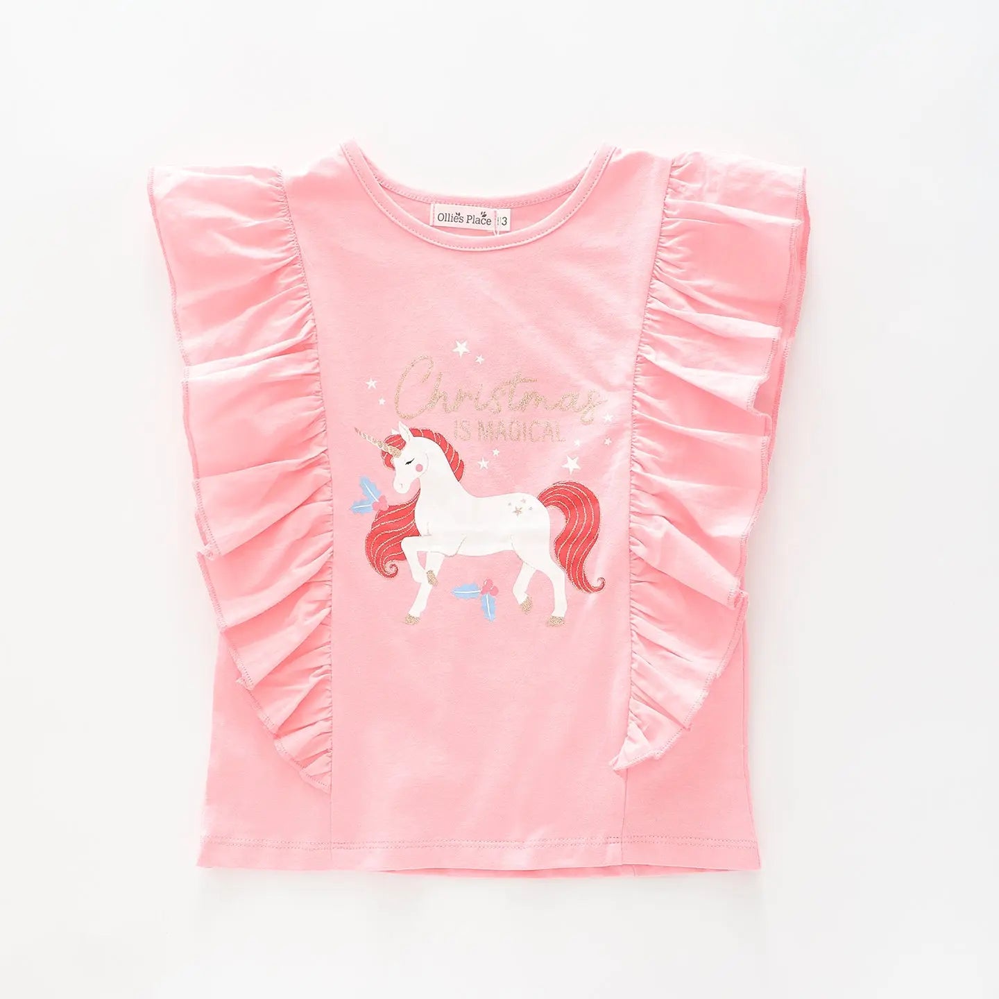 Pink Girls Sparkly Holiday Tee Ollies Place