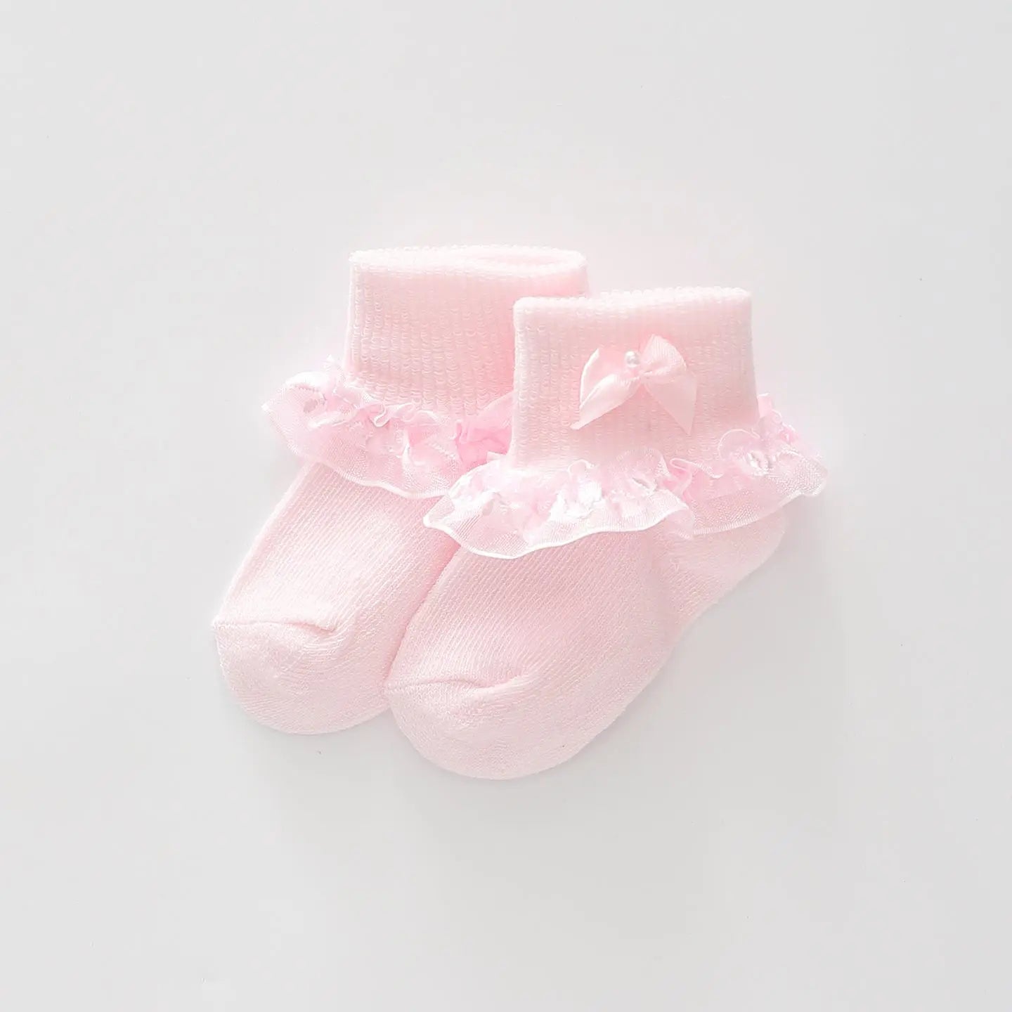 Ribbon Lace Socks With Pink Bow Ollies Place