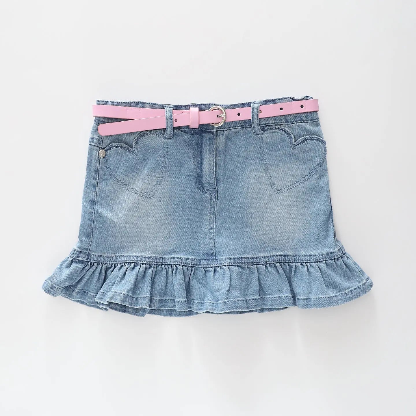 Ruffle Heart Denim Skirt Ollies Place