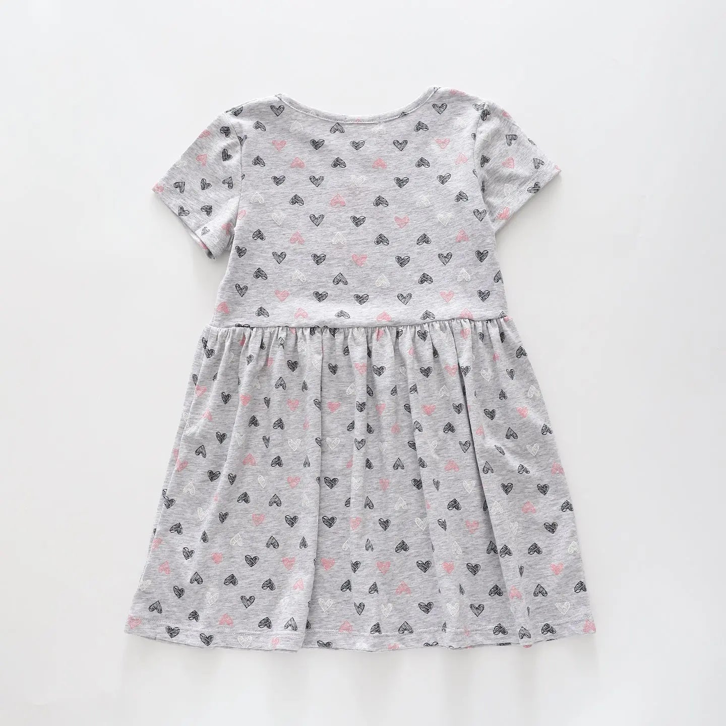Scattered Heart Print Grey Marle Dress Ollies Place