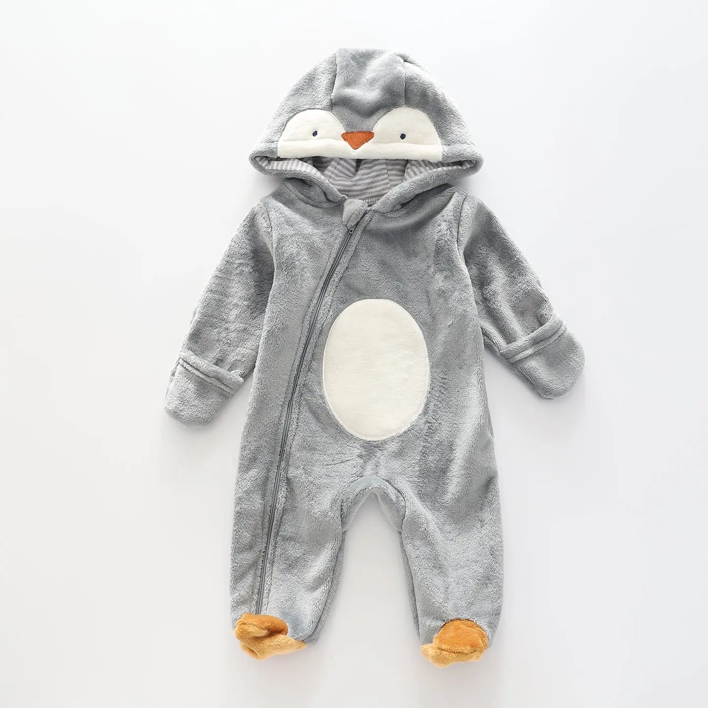 Snuggly Grey Penguin Faux Fur Padded Suit Ollies Place