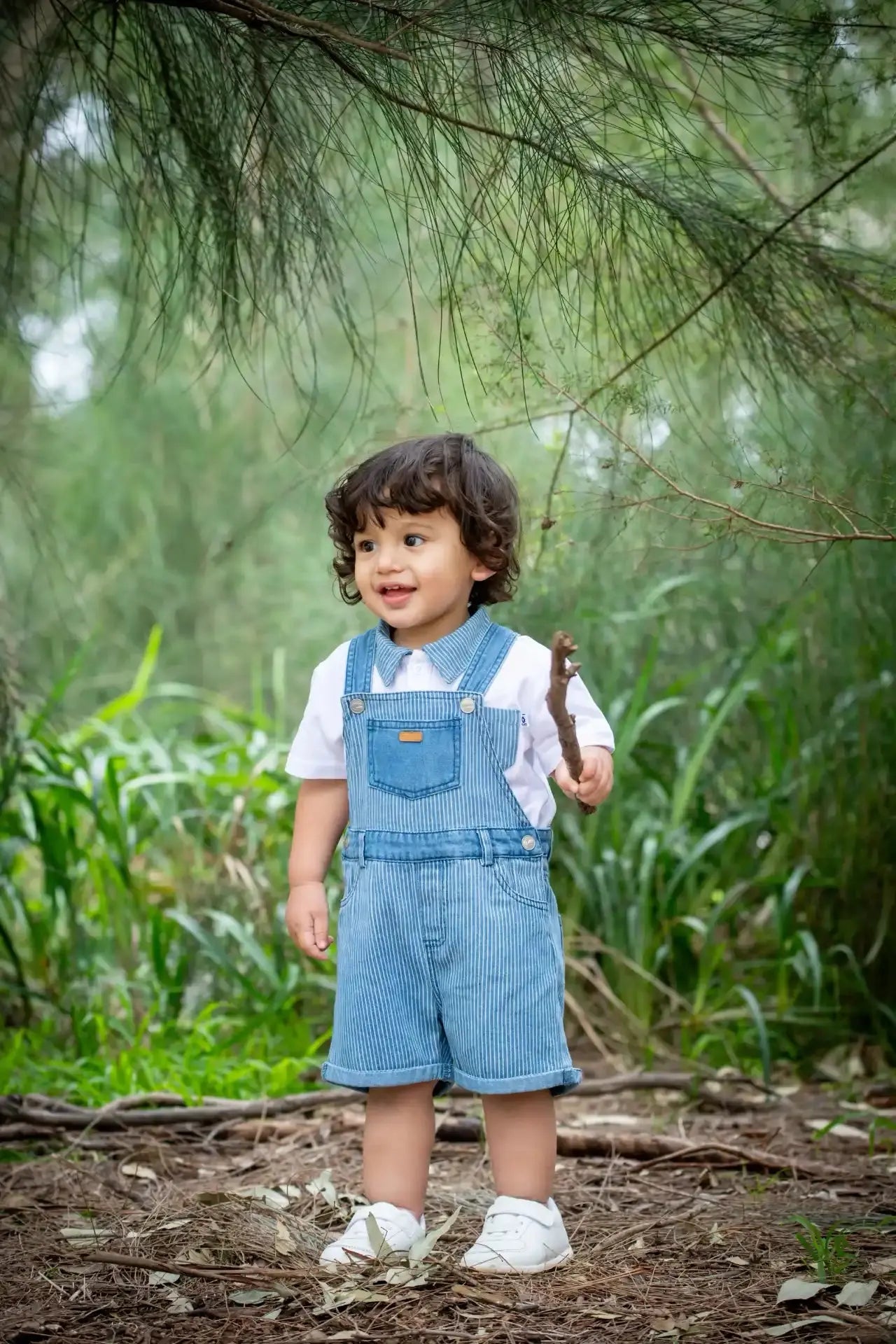 Striped Denim Shortalls Ollies Place