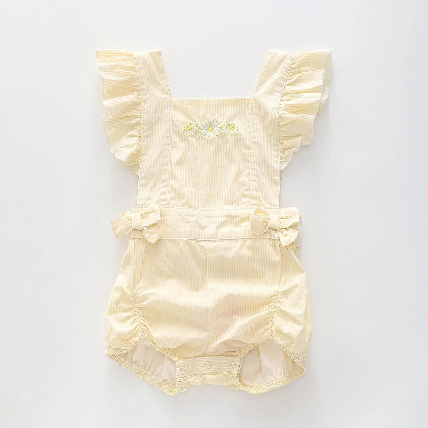 Sunshine Yellow Lazy Daisy Pinstripe Sunsuit Ollies Place