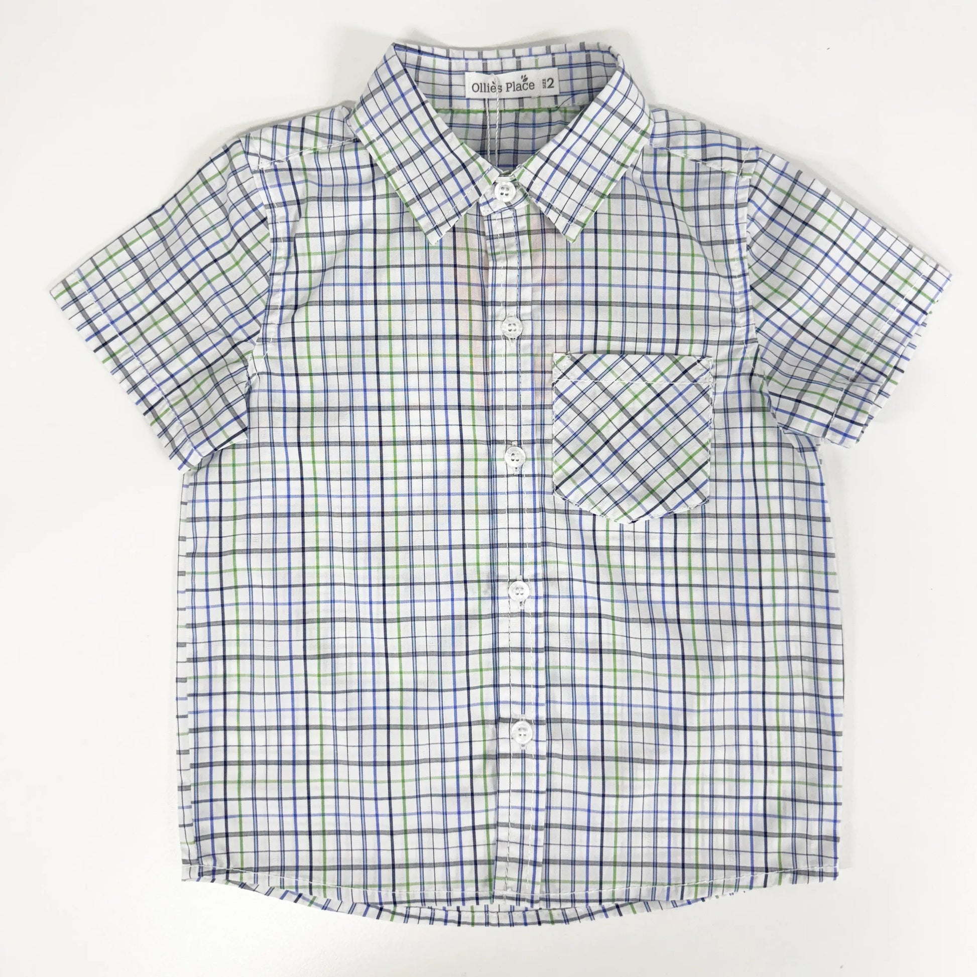 Thin Blue Check Collared Shirt Ollies Place