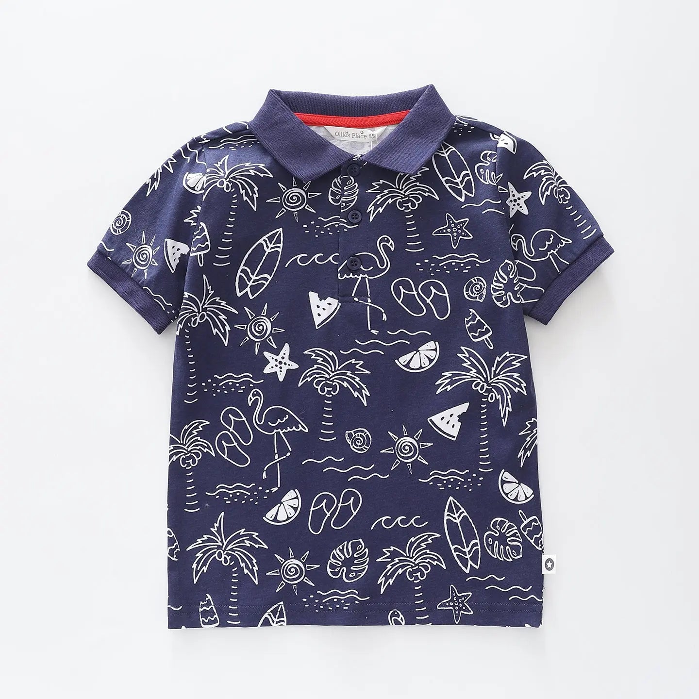 Tropical Print Polo T-shirt Ollies Place