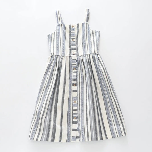 White and Blue Stripe Midi Dress Ollies Place