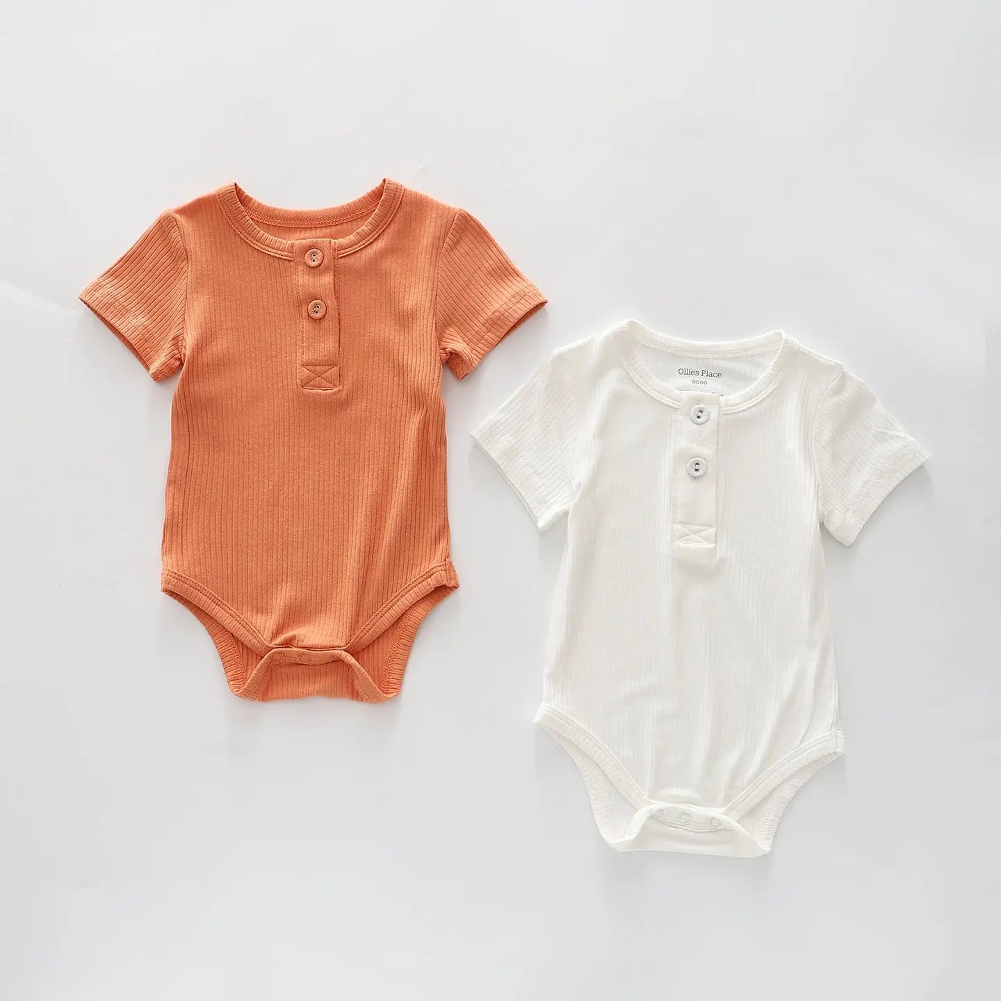 White and Rust 2pc Bamboo Bodysuit Set Ollies Place