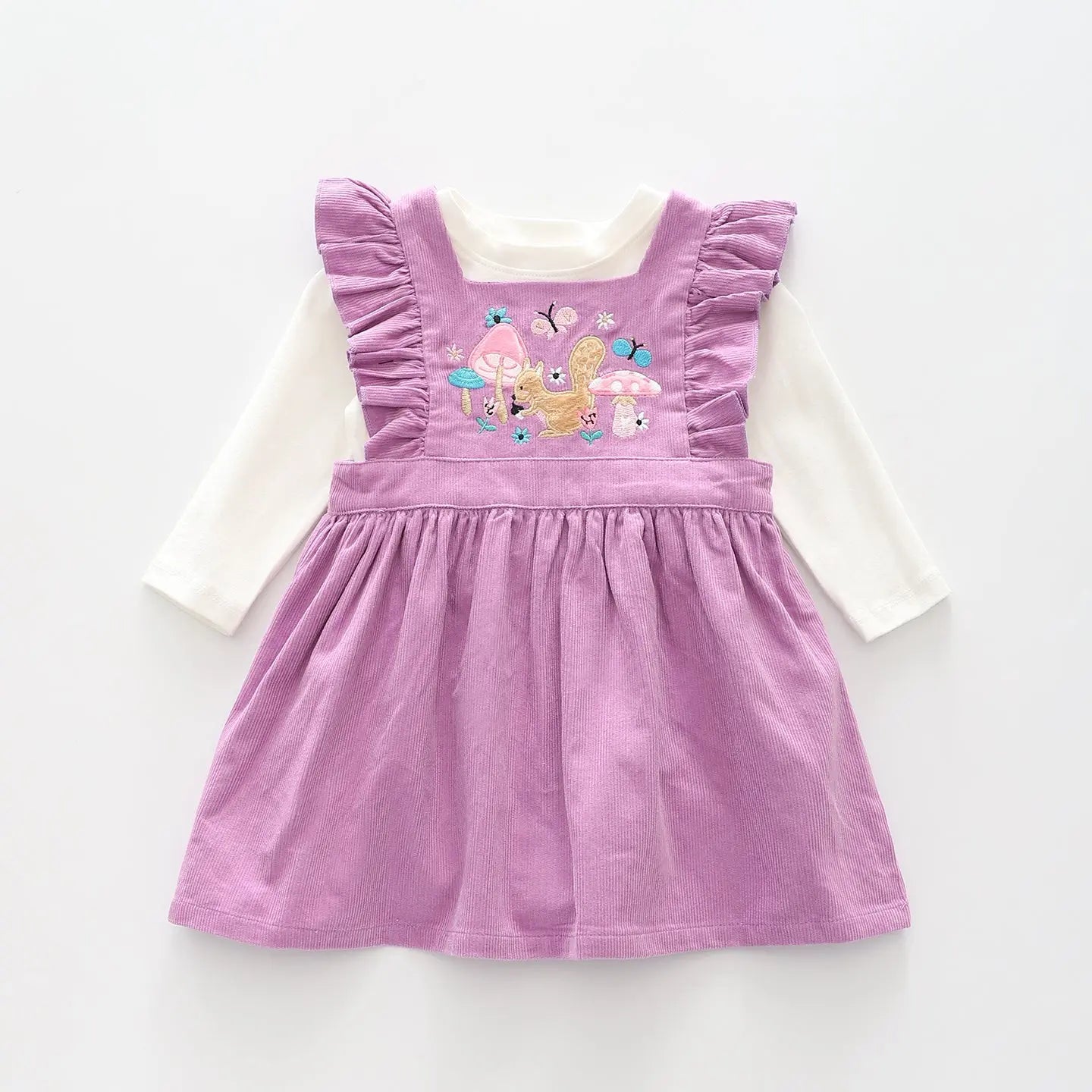 Woodland Miss Lilac Cord Pinafore Dress Set - Toddler Girl Ollies Place