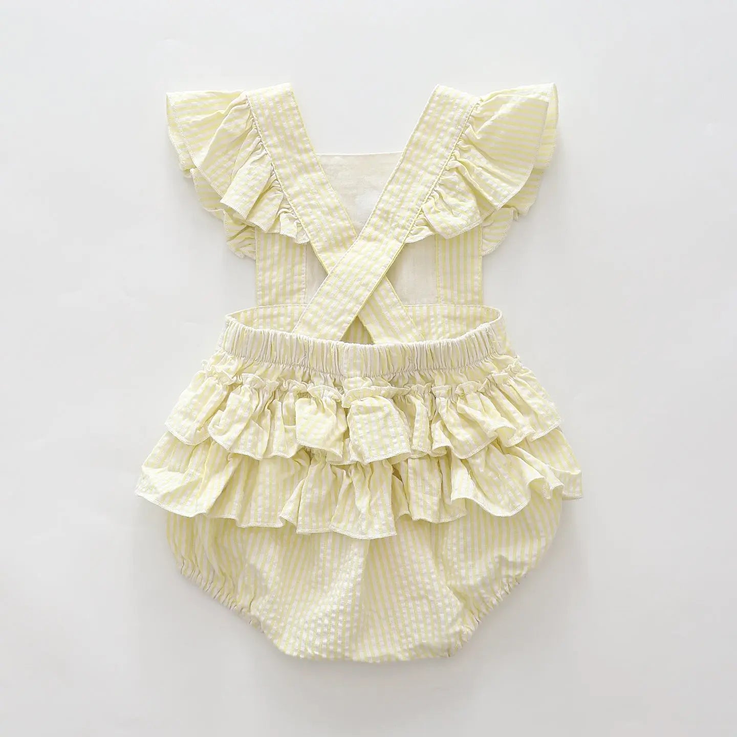 yellow-seersucker-ruffle-romper Ollies Place
