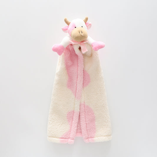 Baby Comforter Toy Pink And Cream Cow