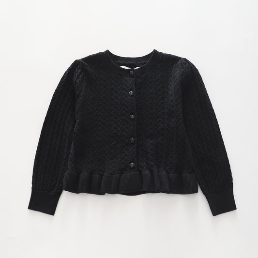 Dainty Black, Junior Girls Knit Cardigan