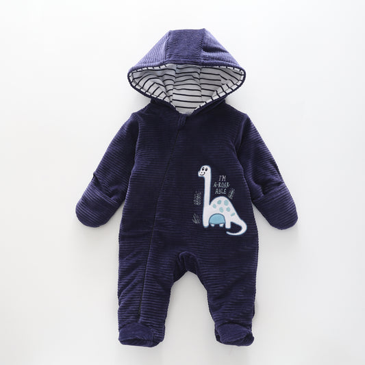 Baby Boys' Navy Blue Dino Snowsuit