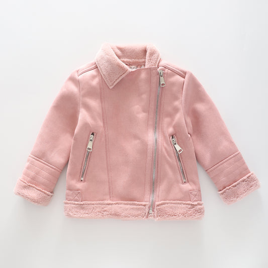 Girls' Pink Faux Suede Jacket