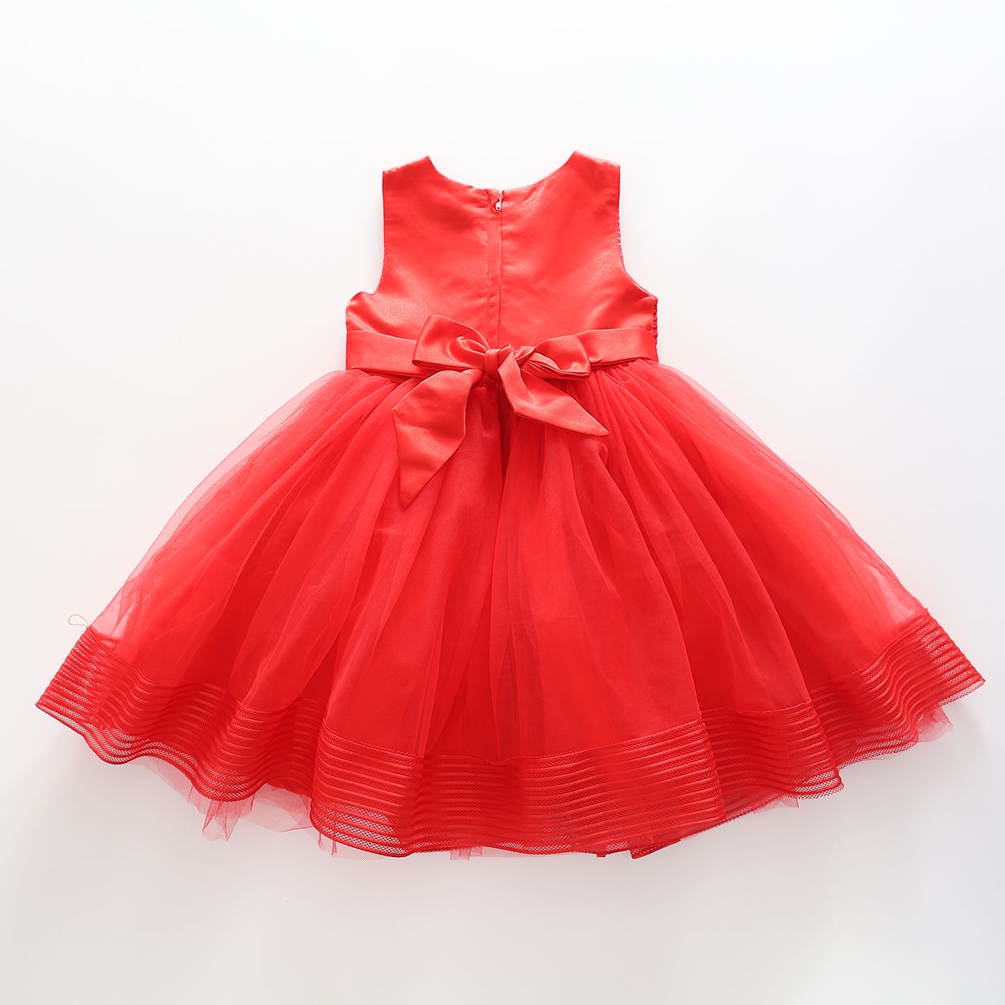 Girls' Elegant Tulle Formalwear Dress - Red