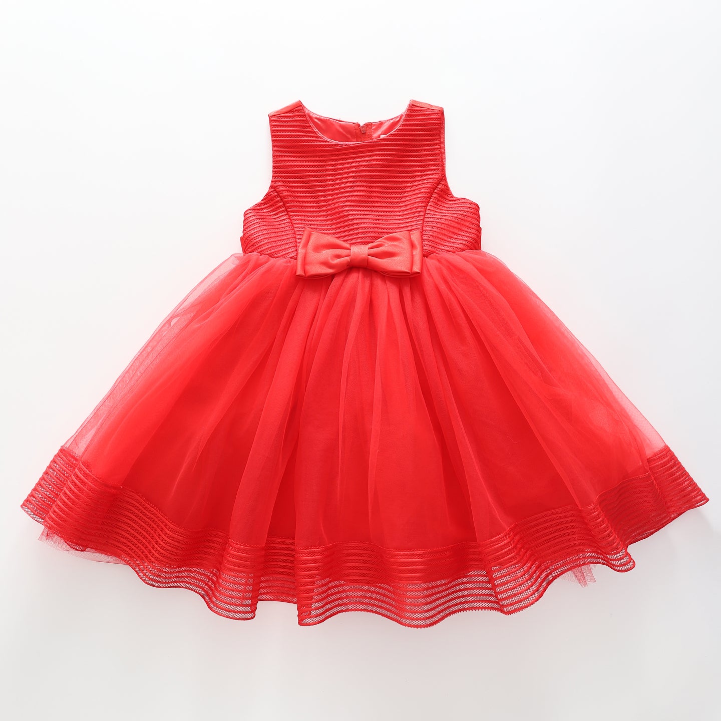 Girls' Elegant Tulle Formalwear Dress - Red