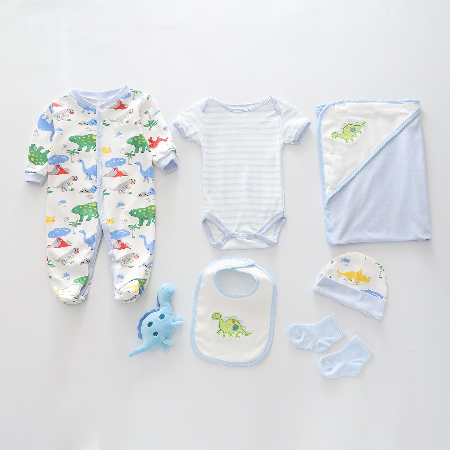 7pc cotton interlock baby gift set Cute dino print