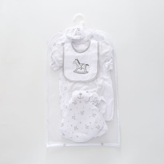 7pc cotton interlock baby gift set Cute rocking horse print