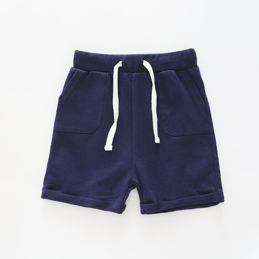 Boys Navy Blue Knit Shorts