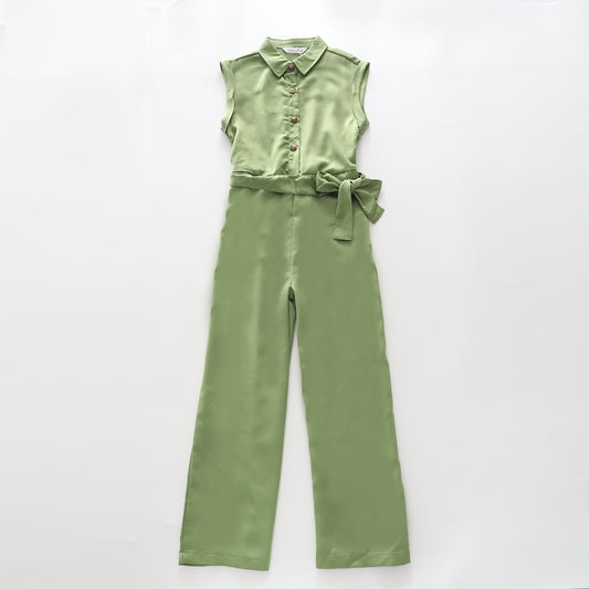Girl's Olive Green Jumpsuit