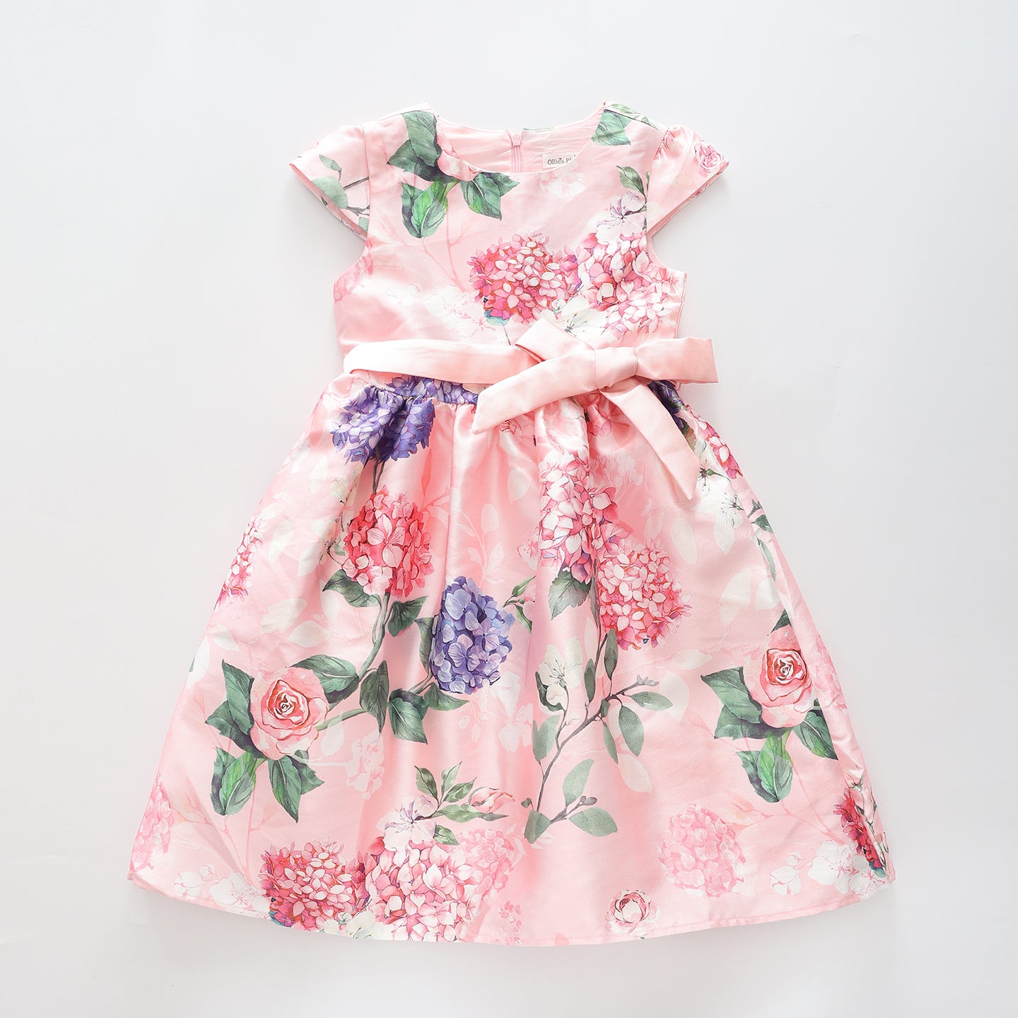 Girl's Pink Rosy Print Party Dress