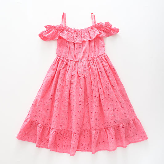 Girl's Pink Broiderie Anglais Party Dress