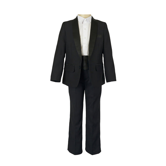 Boys' Formal Black Tuxedo, 4 Piece Suit Set (size 8 years to 13 years)