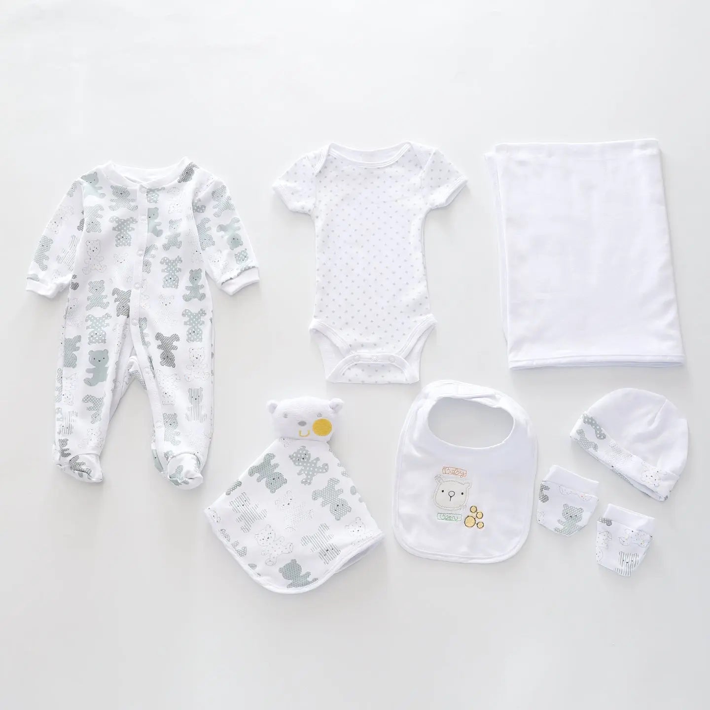 7pc cotton interlock baby gift set Cute bear print Ollies Place