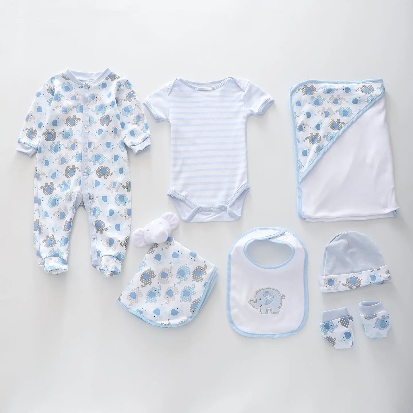 7pc cotton interlock baby gift set Cute elephant print Ollies Place