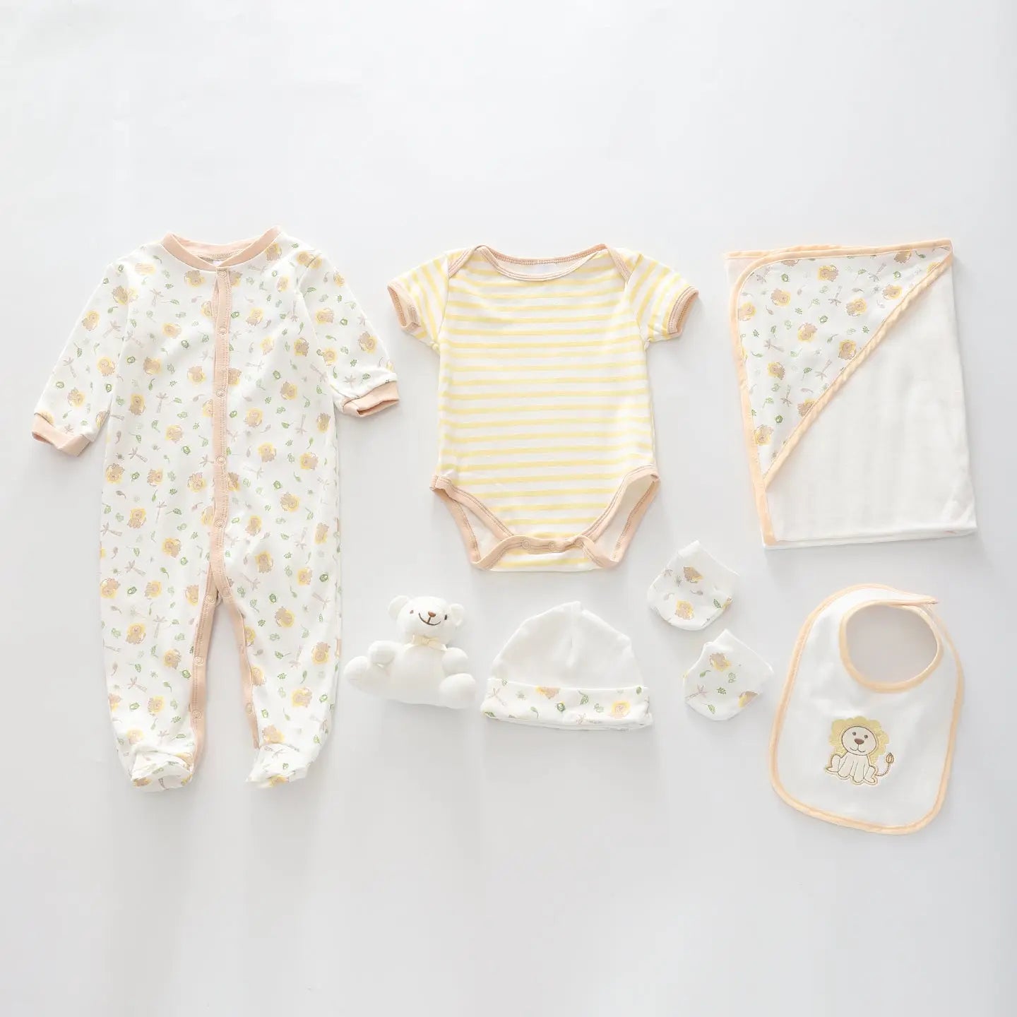 7pc cotton interlock baby gift set Cute little lion print. Ollies Place