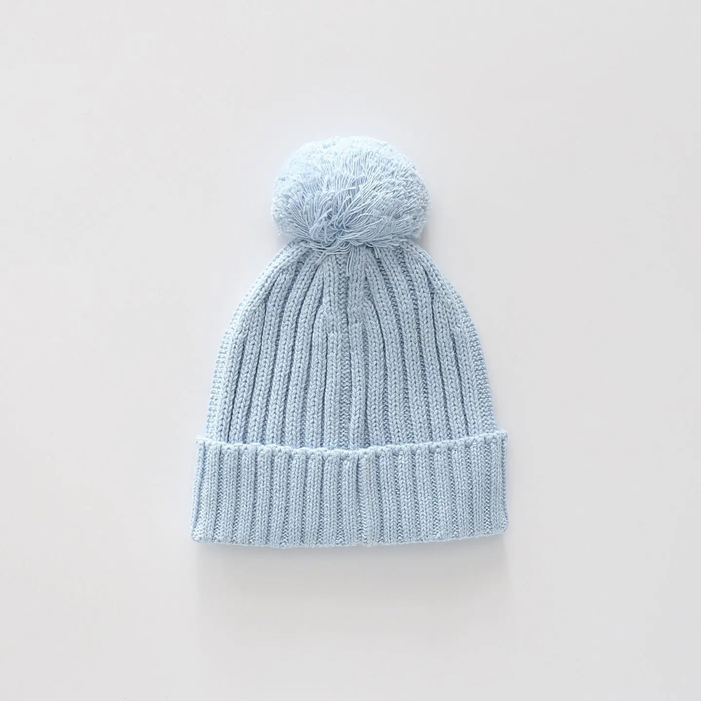Baby Blue Pom Pom Knit Beanie Ollies Place