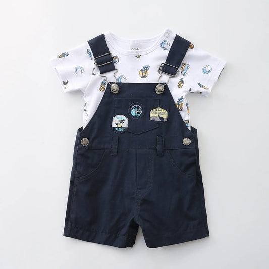 Baby Boy Travel Woven Overall Set Ollies Place