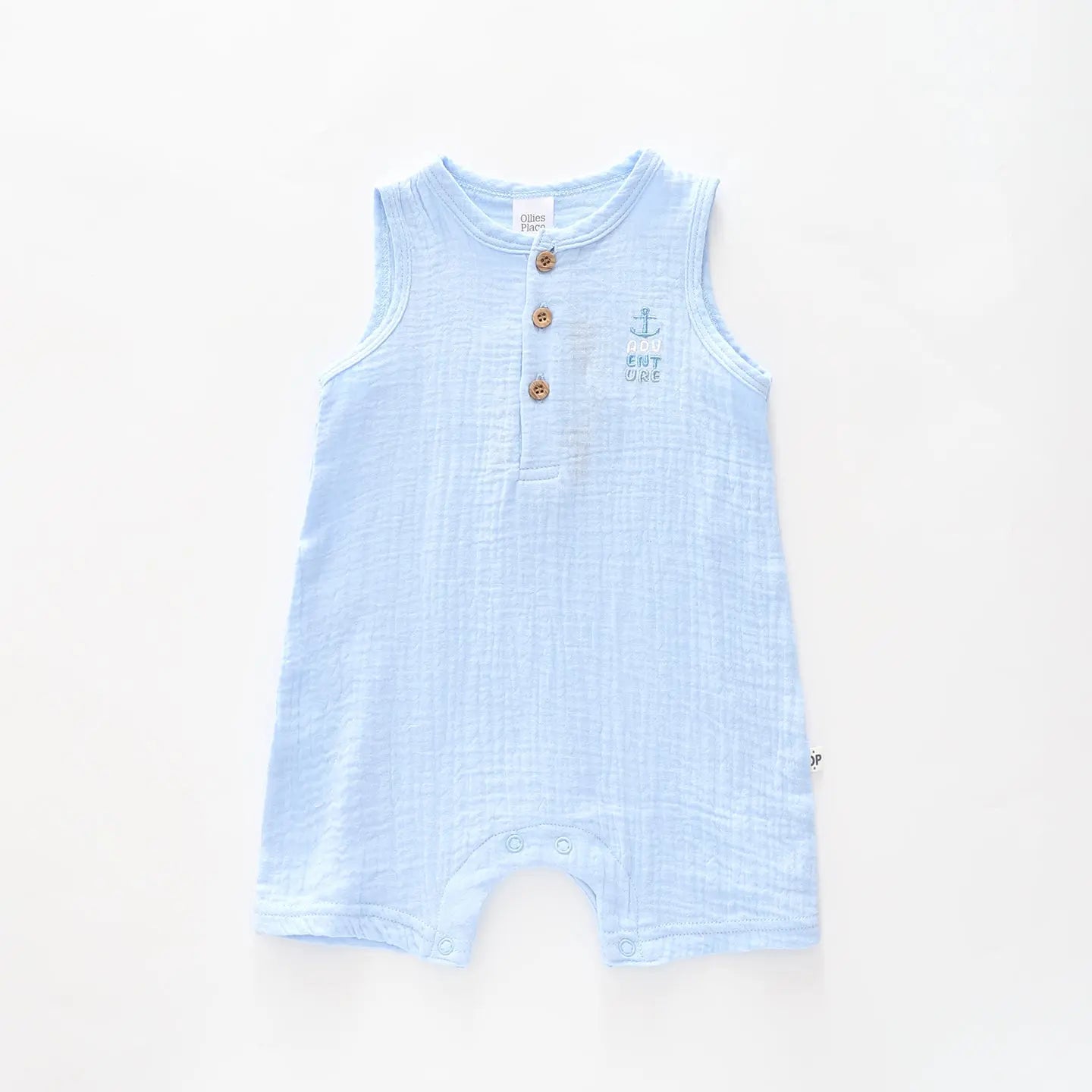 Baby Boys Blue Cheesecloth Romper Ollies Place