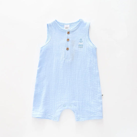 Baby Boys Blue Cheesecloth Romper Ollies Place