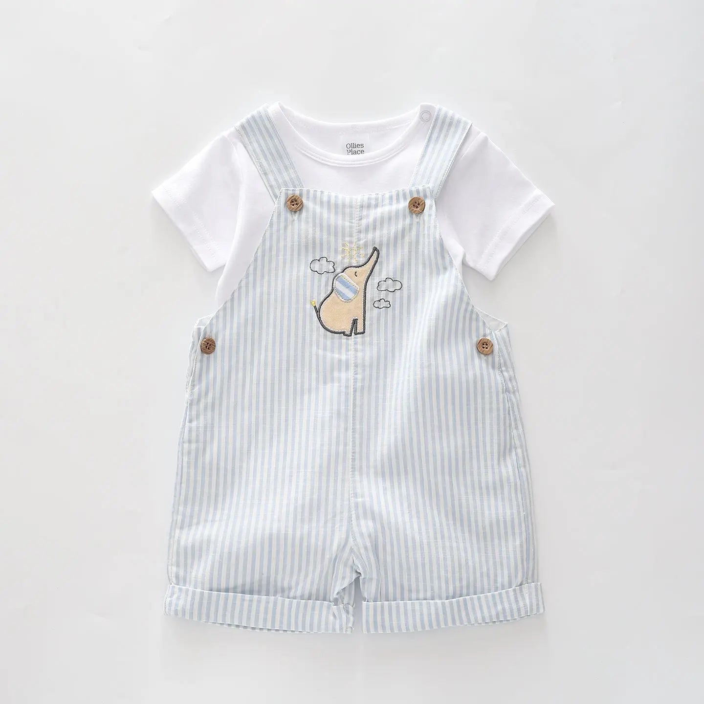 Baby Boys Little Elephant Overalls Set Ollies Place